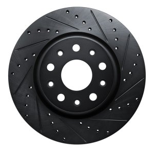 Jeep Wrangler Brake Rotor (1) - Front Right - R1 Concepts - Drilled & Slotted - Black - `18-`25